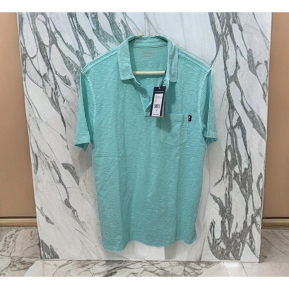 VINEYARD VINES Men's ISLAND Dyed Slub COTTON Pocket Polo CAICOS LARGE Aqua Blue - Picture 2 of 15